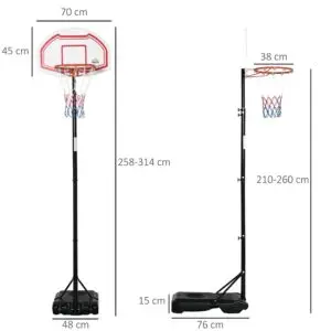 10ft Adjustable Basketball Hoop with Fillable Base