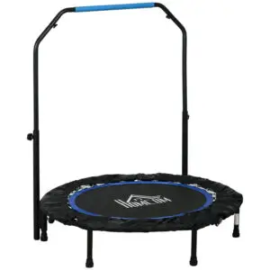 HOMCOM 40" Foldable Mini Fitness Trampoline, with Adjustable Foam Handle, Blue