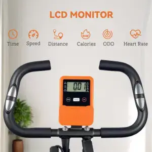 Folding Magnetic Exercise Bike with Resistance Bands & Backrest
