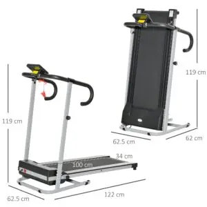 HOMCOM 500W Folding Motorised Treadmill – Compact Home Running Machine with LCD Display (10 km/h, Black/Grey)