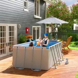 Premium 13ft x 6.8ft Garden Swimming Pool with Ladder and Pump