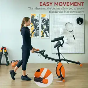 Folding Magnetic Exercise Bike with Resistance Bands & Backrest