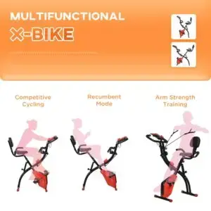 2-in-1 Foldable Exercise Bike with Resistance Bands