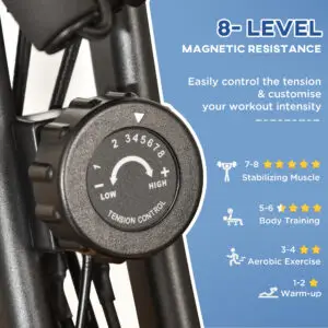 Premium Home, School & Office Foldable Exercise Bike 8 Level Resistance – HOMCOM (Black)