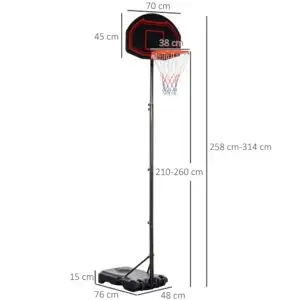 8.5ft Adjustable Basketball Hoop with Fillable Base – 2.1-2.6m