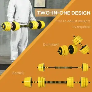 Adjustable 25kg Pro Dumbbell and Barbell Weight Set
