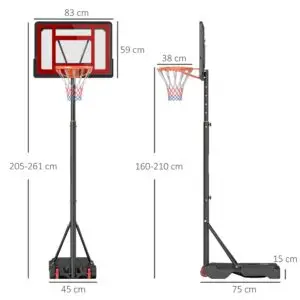 Adjustable Portable Basketball Hoop with Stand and Fillable Base – 160cm-210m Height Range