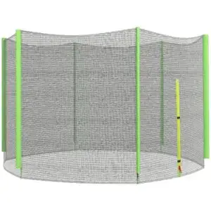 SPORTNOW 10ft Trampoline Net Replacement with 6 Plastic Pole Covers, Weather-Resistant Trampoline Netting Replacement with Zipped Entrance, Poles Not Included, Green