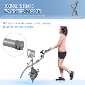HOMCOM Foldable Magnetic Exercise Bike with Arm Resistance Bands