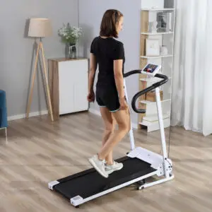 Folding Motorised Treadmill With Lcd Display Homcom