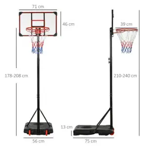 7ft Adjustable Basketball Hoop with Wheels – SPORTNOW Court Edition