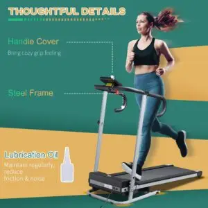 HOMCOM 500W Folding Motorised Treadmill – Compact Home Running Machine with LCD Display (10 km/h, Black/Grey)