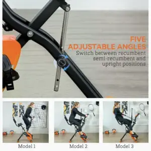 Folding Magnetic Exercise Bike with Resistance Bands & Backrest