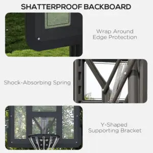 10ft Adjustable Basketball Hoop System with Wheels – SPORTNOW Pro Court Edition (Black)
