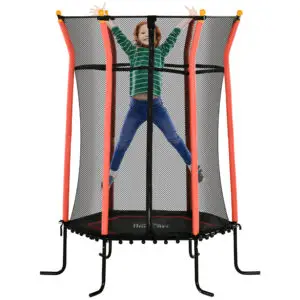 HOMCOM Kids Trampoline Mini Bouncer with Enclosure Safety Net For Ages 3-10 Years - Red