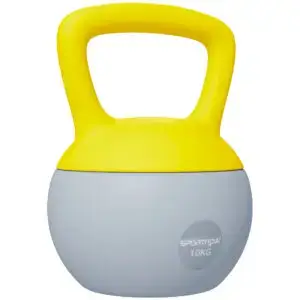 SPORTNOW Soft Kettlebell, 10kg Kettle Bell with Non-Slip Handle for Home Gym Weight Lifting and Strength Training, Yellow and Grey