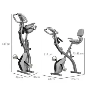 HOMCOM Foldable Magnetic Exercise Bike with Arm Resistance Bands