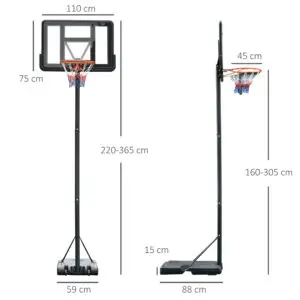 10ft Outdoor Basketball Hoop with Adjustable Stand – Ultimate Home Court System (Black)