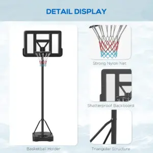 10ft Basketball Hoop with Wheels – SPORTNOW Elite Adjustable Court System (Black)