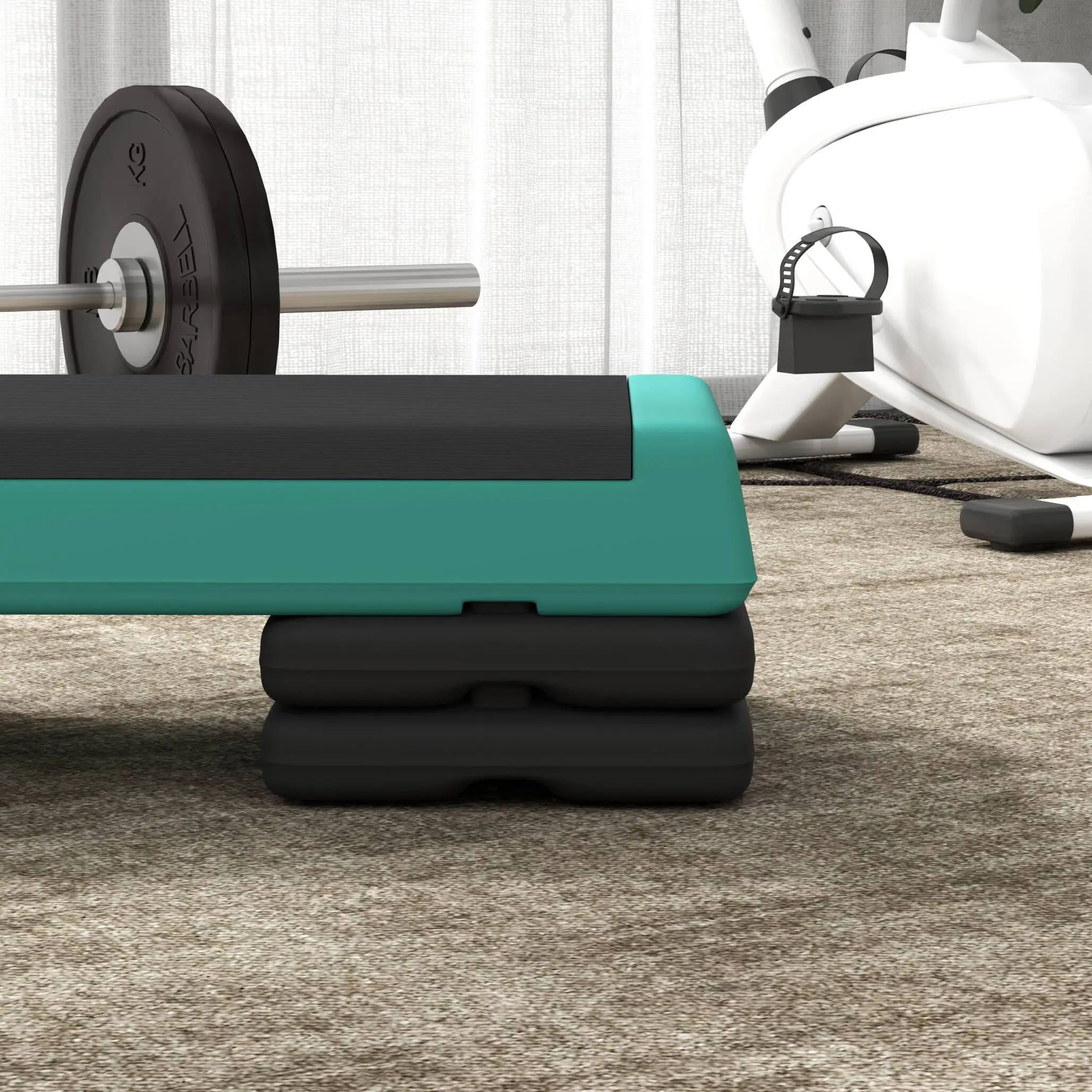 Sportnow Adjustable Fitness Stepper, With Non-Slip Surface, For Home, Gym, Office Workout, Green - Image 8