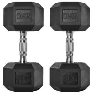 HOMCOM 2x20kg Rubber Hex Dumbbell Portable Hand Weights Dumbbell Home Gym Workout Fitness Hand Dumbbell