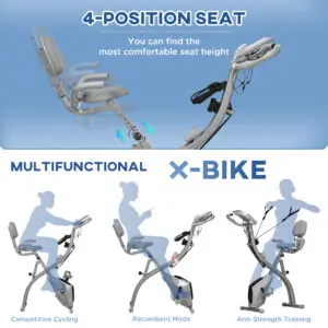 HOMCOM Foldable Magnetic Exercise Bike with Arm Resistance Bands