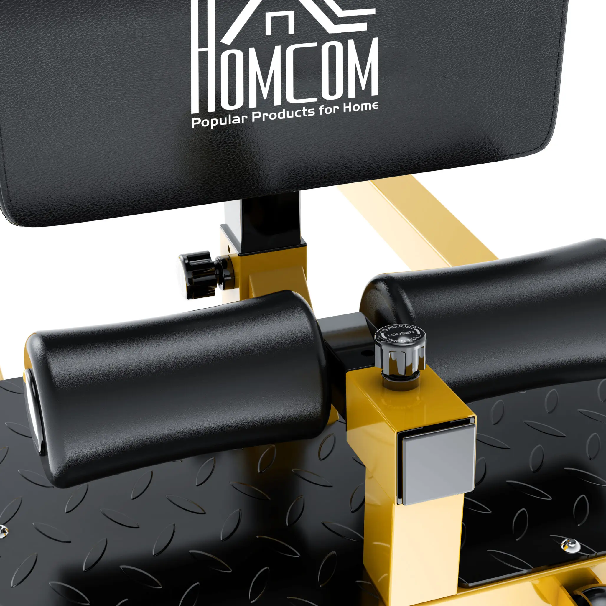 Homcom Squat Machine With Push Up Stand, Padded Hip Thrust Bench With Adjustable Cushion For Home Gym Work Out, Yellow - Image 9