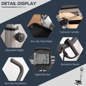 Compact Adjustable Step Machine with LCD Monitor & Handlebar