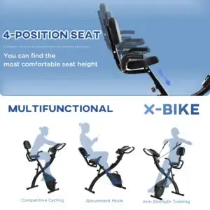 Premium Home, School & Office Foldable Exercise Bike 8 Level Resistance – HOMCOM (Black)