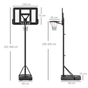 10ft Basketball Hoop with Wheels – SPORTNOW Elite Adjustable Court System (Black)