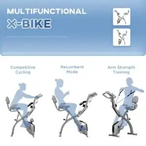 HOMCOM Foldable Magnetic Exercise Bike with Arm Resistance Bands