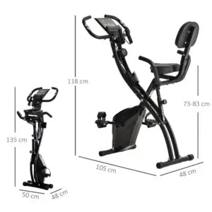 Premium Home, School & Office Foldable Exercise Bike 8 Level Resistance – HOMCOM (Black)