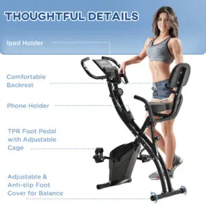 Premium Home, School & Office Foldable Exercise Bike 8 Level Resistance – HOMCOM (Black)