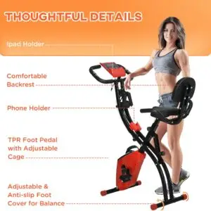 2-in-1 Foldable Exercise Bike with Resistance Bands