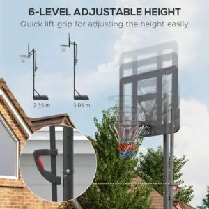 10ft Adjustable Basketball Hoop System with Wheels – SPORTNOW Pro Court Edition (Black)