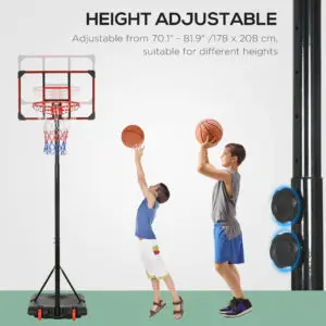 7ft Adjustable Basketball Hoop with Wheels – SPORTNOW Court Edition