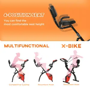 2-in-1 Foldable Exercise Bike with Resistance Bands