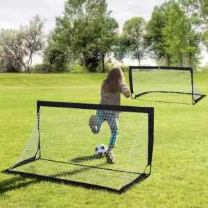 6x2ft Elite Foldable Football Goal Set of 2 | Portable Garden Training Goals Field