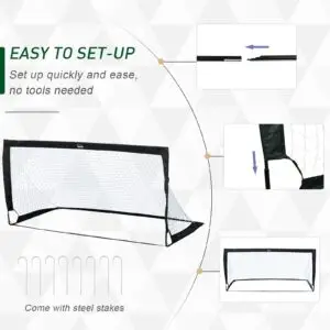 6x2ft Elite Foldable Football Goal Set of 2 | Portable Garden Training Goals Installation