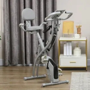 HOMCOM Foldable Magnetic Exercise Bike with Arm Resistance Bands