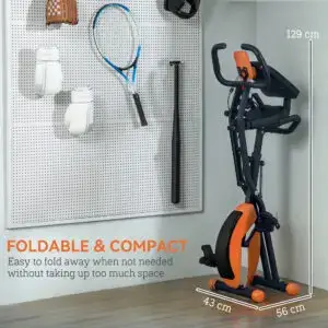 Folding Magnetic Exercise Bike with Resistance Bands & Backrest