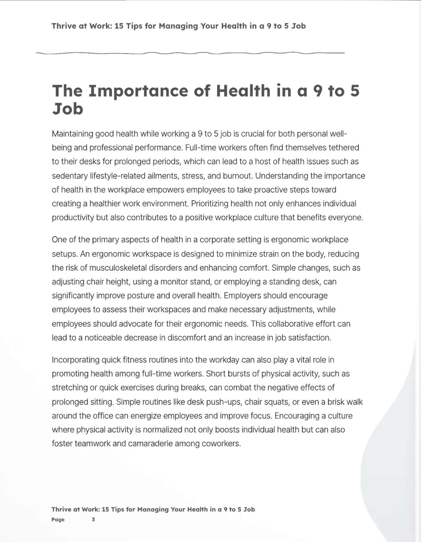 Thrive At Work Page 3 Example Min Thrive At Work A Workplace Wellness Ebook From 925Health