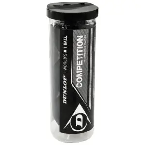 Dunlop Competition Squash Balls - Single Yellow Dot - (3 Ball Tube)